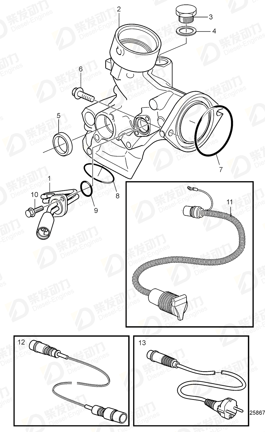 VOLVO Extension cable 82046590 Drawing VOLVO Extension cable 82046590 Drawing